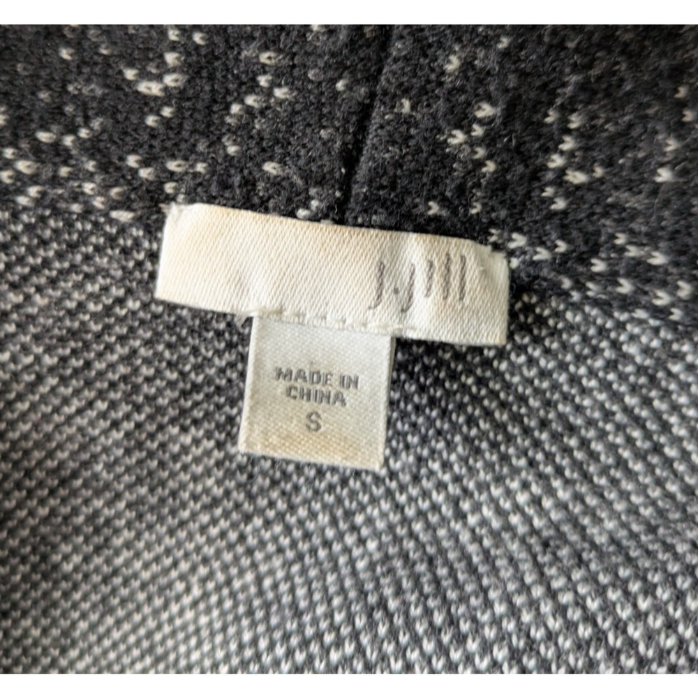 J Jill Black White Wool Blend Button Duster Cardigan Sweater Size Small Speckled - Picture 3 of 6